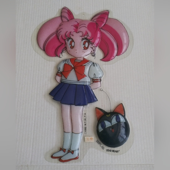 Sailor Moon: Chibiusa Chibi Moon & Luna P -1992 Vtg 2D Plastic 16